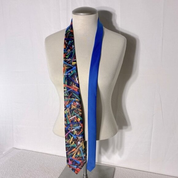 Vintage “Tees” Ralph Marlin & Co 1993 Golf Tee Print Tie - Picture 1 of 10